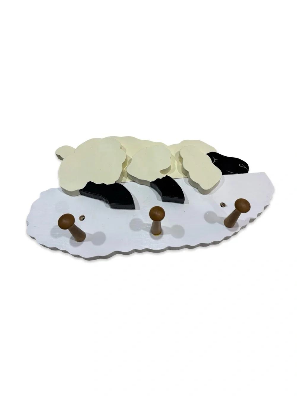 Sheep Wall Hook Rack - Cream and Black Home Wall Decor‎